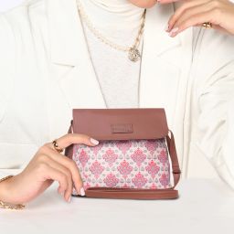 White, Red Women Sling Bag Kashmir Tulips Flap Sling Bag-image-28