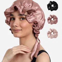 Mueras Women Rose Hair Accessory Set of Bonnet Sleep Cap Scrunchies Combo-picture-58