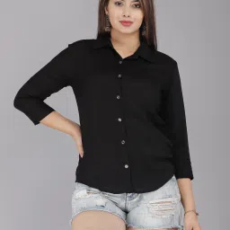 Women Slim Fit Solid Built-up Collar Casual Shirt-image-94