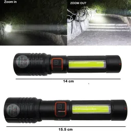 renmax Zoom Focus & Cob Emergency Light With SOS Blinker Metal M035_C Torch image 3