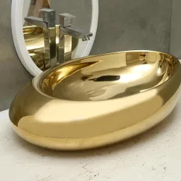 Countertop Ceramic Bathroom Sink Oval Shape Wash Basin (24 x 16 x 5.5 Inch) (Style - 1) G2603 Table Top Basin-image-52