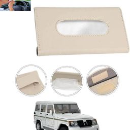 Beige Leatherite Rectangle Shape Fancy Design Tissue Dispencer For Car-268 Vehicle Tissue Dispenser-picture-14