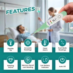 Ozocheck Digital With Flexible Tip | Fever Alarm & Beep Function | Waterproof Flexi Fast, 10 Seconds Fast Reading for Kids & Adults Thermometer image 5
