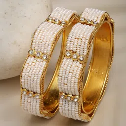 NVR Set of 2 Gold-Plated Beaded Bangles image 5