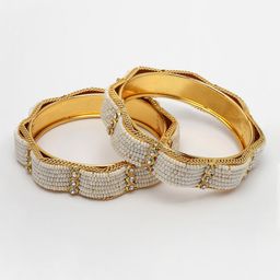 NVR Set of 2 Gold-Plated Beaded Bangles image 4