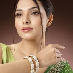 NVR Set of 2 Gold-Plated Beaded Bangles image 2