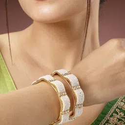 NVR Set of 2 Gold-Plated Beaded Bangles image 3