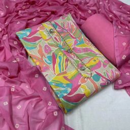 Unstitched Pure Cotton Salwar Suit Material Embroidered, Printed-image-18