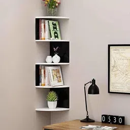 Zig Zag Home Decor Floating Display Rack Storage Shelf for Living Room MDF (Medium Density Fiber) Wall Shelf-33