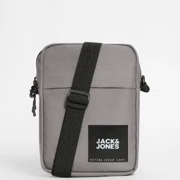Grey Men Sling Bag Brand Logo Print-5