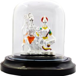 999 Pure Silver Shiv Parvati and Ganesha Together Idol/Murti/Statue for Pooja . Decorative Showpiece-4 cm-image-24