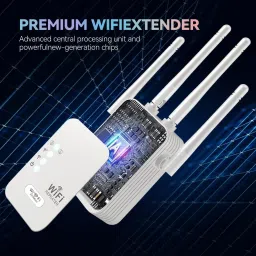 Muvit 4 Antina WiFi Extender WiFi 300Mbps WiFi Booster 2.4G WiFi WiFi Range Extender 2.4 GHz 300 Mbps Wifi Speed Single Band External Antenna Access Point Mode, Ethernet (Cable Broadband) image 2