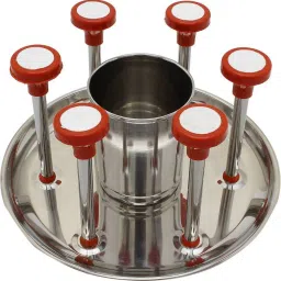 Stainless Steel Glass Stand/Tumbler Holder/Glass Holder for Kitchen/Dining Table Spoon-Cutlery Stand Stainless Steel glass stand steel with spoon holder Stainless Steel Glass Holder-11