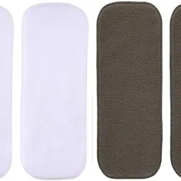5 Layers Bamboo Charcoal Inserts Liners Natures Cloth Diaper Liner, Wetfree Reusable Washable Cotton Diaper Nappy Inserts for Baby Cloth Diapers(Set of 4.)(2 white and 2 grey)-1