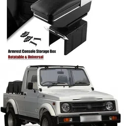 prtek Universal Car Armrest Console Storage Box Rotatable Black Leather Center Box A134 Car Armrest-picture-32