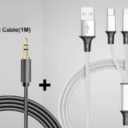 POZUB 3in1 Fast USB Charging Cable Multi Function iOS/Type-C/Android Charger+Aux Cable Charging Pad-image-7