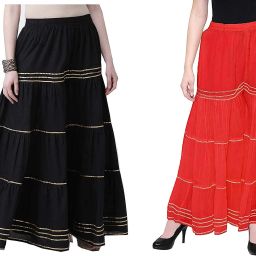 Pack of 2 Women Regular Fit Black, Red Viscose Rayon Trousers-image-69