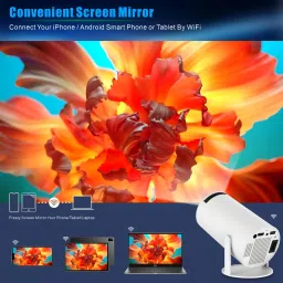 Omexcart 4K Android 12 Dual Band WiFi6G (260 ANSI) Netflix Prime YouTube Auto Keystone (4000 lm / 1 Speaker / Wireless / Remote Controller) Portable Projector image 3