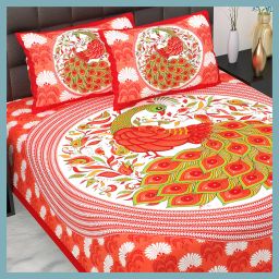 210 TC Cotton Double Jaipuri Prints Flat Bedsheet-image-82