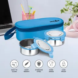 milton Box 2 Inner Steel Click Lock Containers 2 Containers Lunch Box image 2