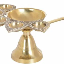 Divine Edge Brass Panch Aarti Lamp | Pancharti Diya | Panch Jyoti Puja Diya Brass Table Diya-image-24