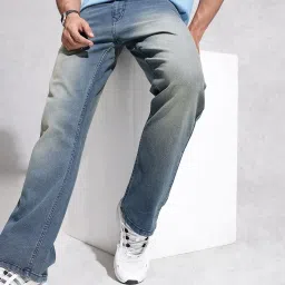Men Boot-Leg Mid Rise Blue Jeans-image-58