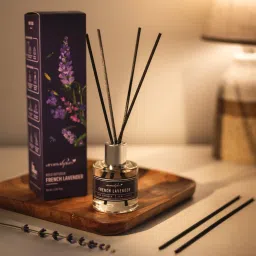 Reed Diffuser with 6 Fiber Reed Sticks | Lavender Room Air Freshener For Home Diffuser Set-0