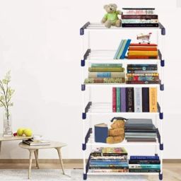 bazooka 6 Layer Book Shelf for Home Library Multipurpose Storage Organizer Rack Stand Metal Open Book Shelf image 2