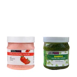 FEELHIGH Set of Strawberry & Bamboo Organic Face & Body Scrub - 500 ml each-89