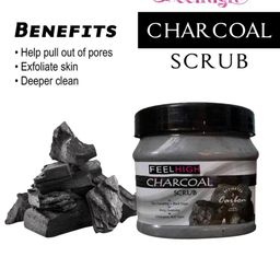 FEELHIGH Set Of 2 Charcoal Scrub & Aloevera Scrub For Face & Body Exfoliators 500 ml Each image 2