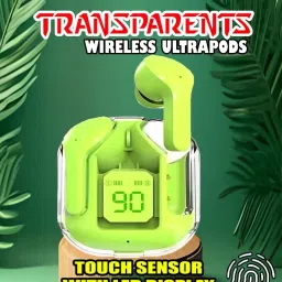 crecro Ultrapod Bluetooth Earbuds Headset Crystal Transparent Design,LED Display BU16 Smart Headphones-picture-13