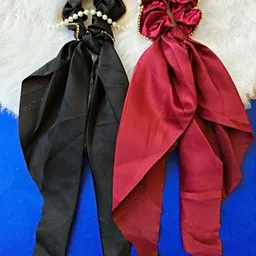 Proplady Women Set of 2 Satin Embellished Ponytail Holders-87