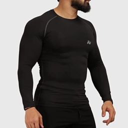 Men Solid Round Neck Nylon Black T-Shirt-image-46