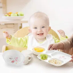 sthiti 6 in 1 Kids Feeding Set | Divided Plate with Bowl/Cup/Fork & Spoon - Polypropylene image 5