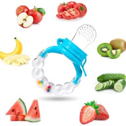 BPA-Free Silicone Nipple Food Nibbler for Fruit and Veggie with Rattle Handle Feeder-image-48