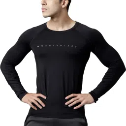 Compression Muscle Tee Full Sleeve, Midnight Black Men Compression-image-14