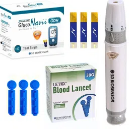 STANDARD GlucoNavii GDH Strips with Ultra Round Lancets 100 & Lancing Device - 100 Glucometer Strips-18