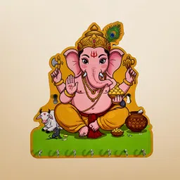 Ganpati Bappa Key Holder– Decorative Wall Hanging Art for Home | Ganesh Ji Wood Key Holder-image-8