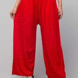 fambee Women Relaxed Red Viscose Rayon Trousers-picture-25