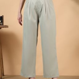kotty Women Regular Fit Silver Viscose Rayon Trousers-picture-4