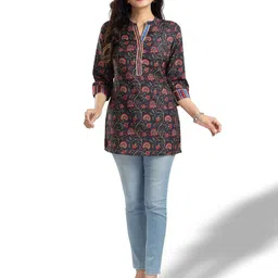 keshubaba Floral Printed Mandarin Collar Kurti-picture-33
