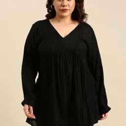 The Pink Moon Striped V Neck Cotton Tunic-23