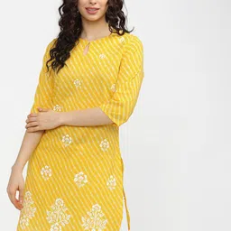 Vishudh Yellow & White Printed Tunic-32