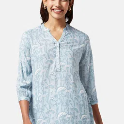 AKKRITI BY PANTALOONS Floral Printed Mandarin Collar Tunic-image-21