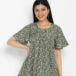 EZIS FASHION Green & White Printed Tunic-image-95