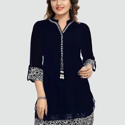 keshubaba Paisley Printed Mandarin Collar Layered Tunic-37