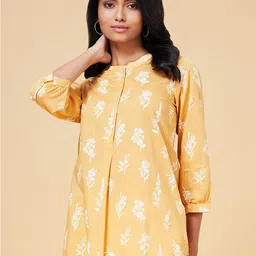AKKRITI BY PANTALOONS Mandarin Collar Printed Cotton Tunic-picture-56