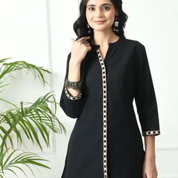 MEESAN Mandarin Collar Embroidered Embellished Tunic-picture-29