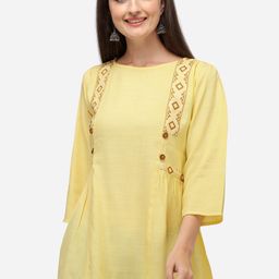 RAISIN Women Yellow Embroidered Straight Tunic-image-52