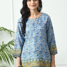 MEESAN Floral Printed Round Neck Kurti-picture-24